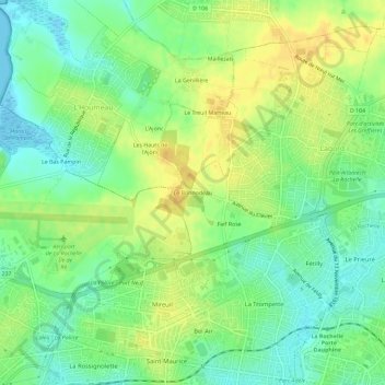 Carte topographique Le Bonnodeau, altitude, relief