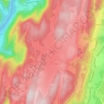 Carte topographique Heyriat, altitude, relief