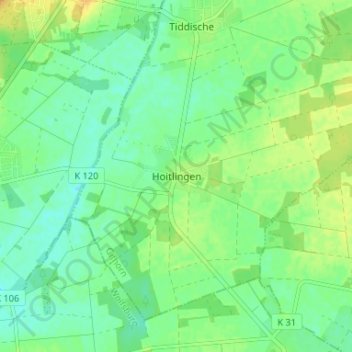 Carte topographique Hoitlingen, altitude, relief