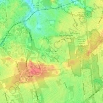 Carte topographique South Setauket, altitude, relief