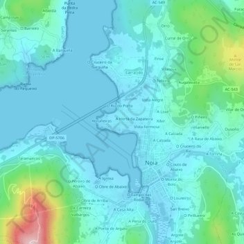 Carte topographique O Cruceiro de Barro, altitude, relief