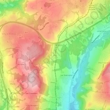 Carte topographique Lecy, altitude, relief