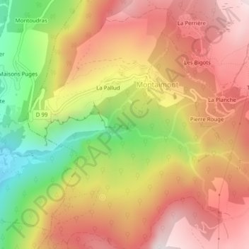 Carte topographique Croat, altitude, relief