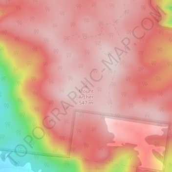 Carte topographique Mount Archer, altitude, relief