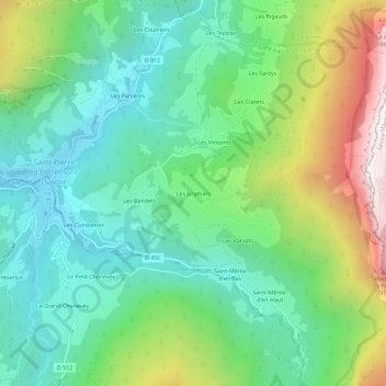 Carte topographique Les Grattiers, altitude, relief