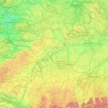 Carte topographique Donauried, altitude, relief