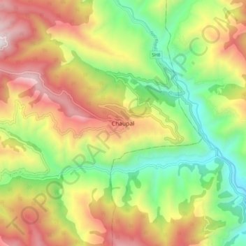 Carte topographique Chaupal, altitude, relief