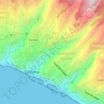 Carte topographique Lombo do Doutor, altitude, relief