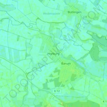 Carte topographique Horburg, altitude, relief