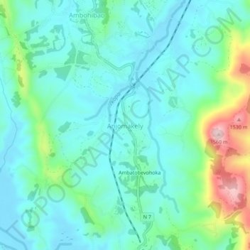 Carte topographique Anjomakely, altitude, relief