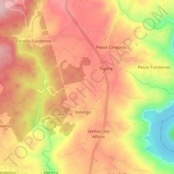 Carte topographique Revolta, altitude, relief