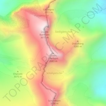 Carte topographique Inners Barrhorn, altitude, relief