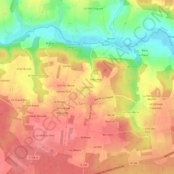 Carte topographique La Grette, altitude, relief