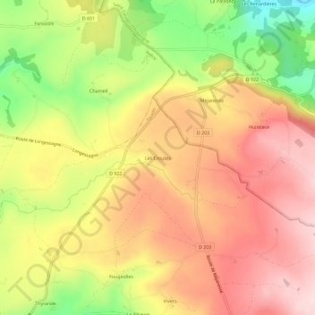 Carte topographique Les Croutes, altitude, relief