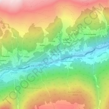 Carte topographique Holdernach, altitude, relief