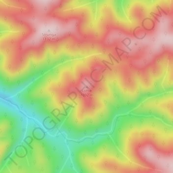 Carte topographique Lohia, altitude, relief