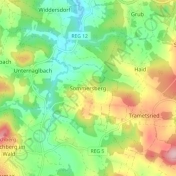 Carte topographique Sommersberg, altitude, relief