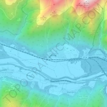 Carte topographique Cuzzago, altitude, relief