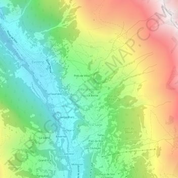 Carte topographique Villa (Evolène), altitude, relief