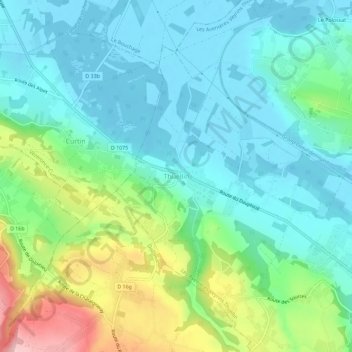 Carte topographique Thuellin, altitude, relief