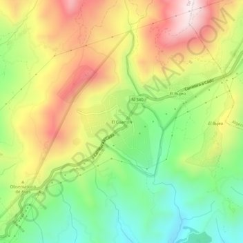 Carte topographique El Cuartón, altitude, relief