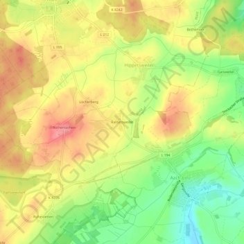 Carte topographique Riedetsweiler, altitude, relief