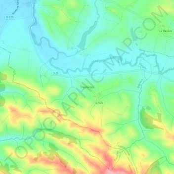 Carte topographique Tresmèzes, altitude, relief