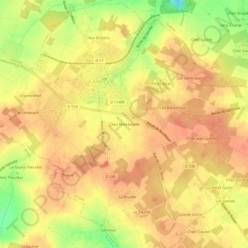 Carte topographique Chez Mombeuille, altitude, relief