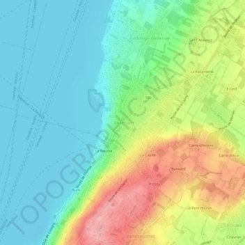 Carte topographique Vésenaz, altitude, relief