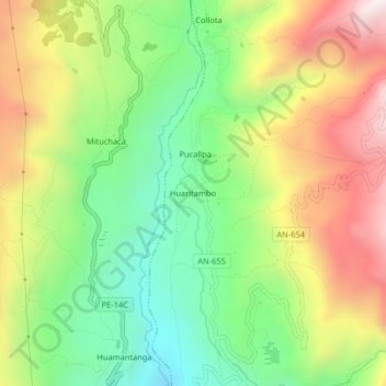 Carte topographique Huaritambo, altitude, relief