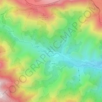 Carte topographique Aleyrac, altitude, relief