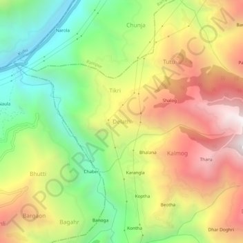 Carte topographique Delath, altitude, relief