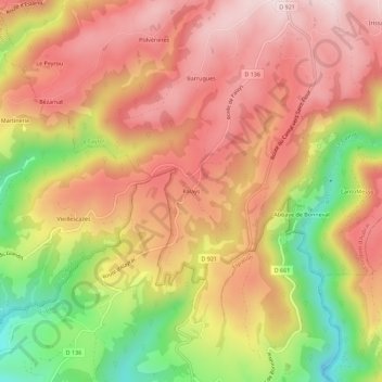 Carte topographique Palays, altitude, relief