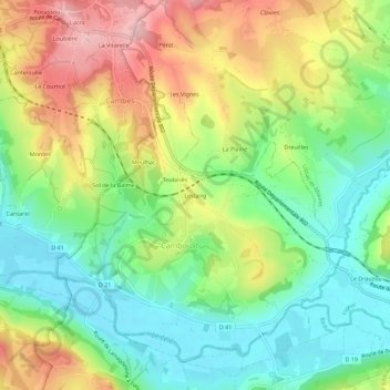 Carte topographique Lestang, altitude, relief