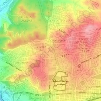 Carte topographique Poste mousquee belair, altitude, relief