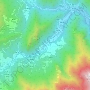 Carte topographique Fusine, altitude, relief