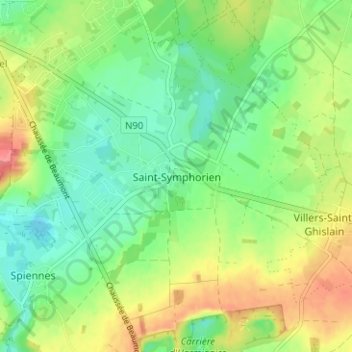 Carte topographique Saint-Symphorien, altitude, relief