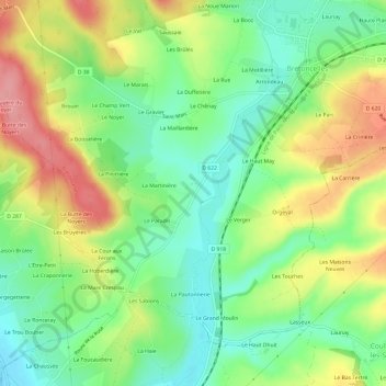 Carte topographique La Saussaie, altitude, relief