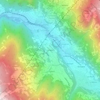 Carte topographique Le Sapey, altitude, relief