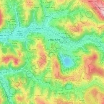 Carte topographique Miramont, altitude, relief