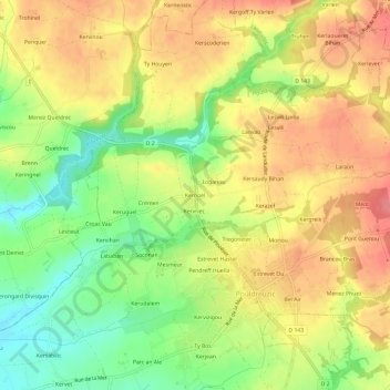 Carte topographique Kernoel, altitude, relief