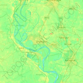 Carte topographique Shantipur, altitude, relief