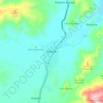 Carte topographique Bobare, altitude, relief