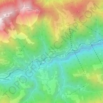 Carte topographique Verdasio, altitude, relief