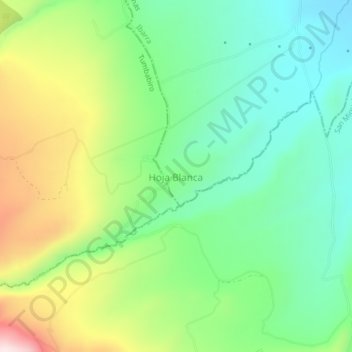 Carte topographique Hoja Blanca, altitude, relief