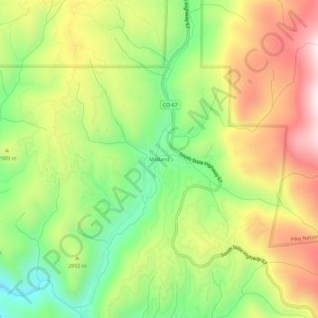 Carte topographique Midland, altitude, relief
