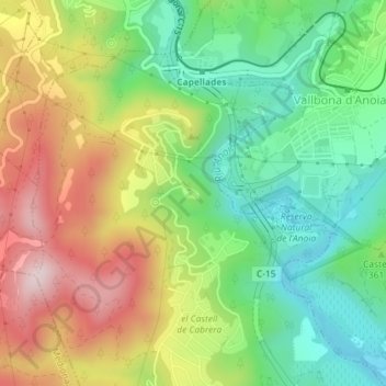Carte topographique Castell de Cabrera, altitude, relief
