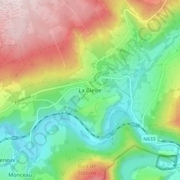 Carte topographique La Gleize, altitude, relief
