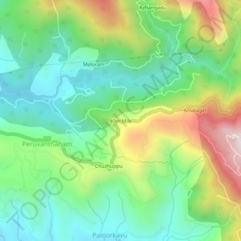 Carte topographique 40th Mile, altitude, relief