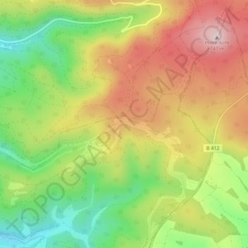 Carte topographique Hohe Acht, altitude, relief